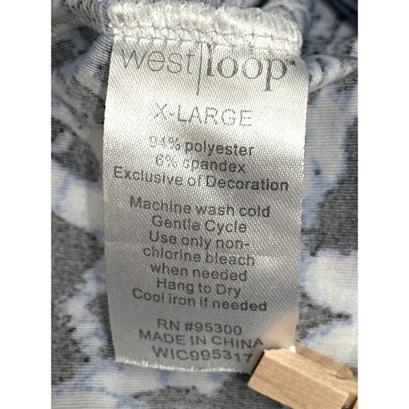 CCC Blue Black Print Off Shoulder Tunic Dress Lace Bell Sleeves Boho Style XLarg - Picture 9 of 9